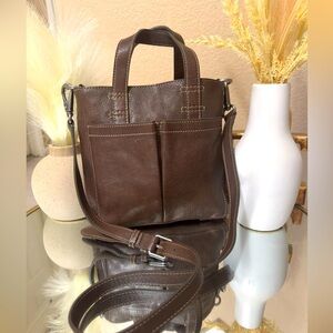 Frye Brown Leather Messenger Bag with Detachable Strap